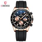 Chenxi 2022 Silicone Band Watch Men's Multifunctional Three Eyes Six Hands Moon Phase Chronograph Watch CX-958