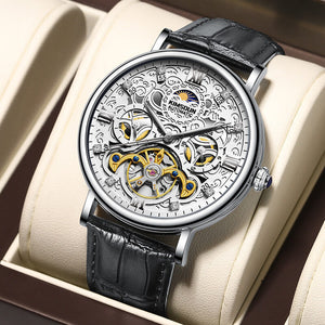 KIMSDUN Tourbillon Engraved Hollow Automatic Mechanical Watch Men's Waterproof Business Watch K-2031A