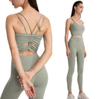 New women yoga suits sports vest yoga clothes bra high waist hip lifting running fitness pants suit WXM263+CKM219