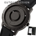 EUTOUR Tidy black technology cool concept rimless design watch magnetic ball men's women's personalized creative watch male with box