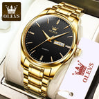 OLEVS watch for men stainless steel strap quartz watch waterproof luminous dual calendar men's watch 6898 steel