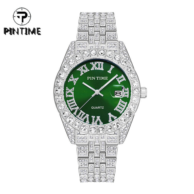 Pintime Watch Men's Quartz Popular Watch Diamond Dial casual men Simple calendar watch 1573