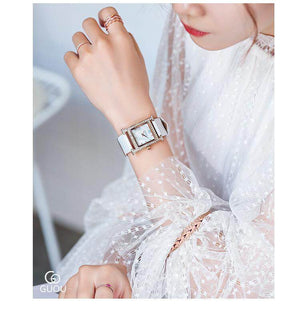Fashion Guou 8214 Brand Leather Women's Girl Gift Watches Square Simple Casual Quartz Water Resistant Wristwatches