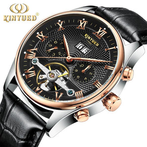 KINYUED Swiss Automatic Skeleton Tourbillon Mechanical Watch Men's Classic Mechanical Watch JYD-J012