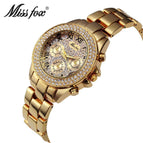 MISSFOX Women's Watch Round Alloy European Classic Fashion Quartz Diamond Women's Watch 1846