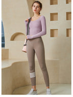 lulu new women's yoga clothes suit long-sleeved gym sports fashion top running quick-drying clothes fitness clothes 222+187