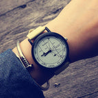 Youth Popular Watch Boys Personality Korean Fashion Leather-Belt Watch Mori Style School Student Watch English Dial Watch