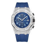 PINTIME men's watch silicone strap octagonal design calendar waterproof diamond plaid casual  men watch