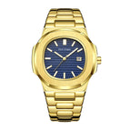 PINTIME 1520Full Steel Mens Watches Top Brand Luxury Gold Casual Quartz Male Wristwatch Waterproof Military Watch Men Calendar Clock