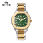 BESTWIN men's watch Square Butterfly Clasp Fashion Steel Calendar Men's casual Quartz Watch 985