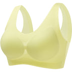 Plus size Thin ice silk beautiful back gather bra wrap chest underwear deep V breathable small chest vest type seamless sleep bra women