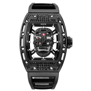 SKONE Space-Time Men's Outdoor Sports Watch New diamond-set openwork skull quartz watch 5146-1