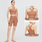 New Yoga Vest Women's Halter Bra Short Sports Underwear Tight Yoga running fitness Workout Clothes Top TM0119