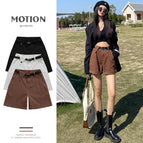 JEANS white denim women's 2022 summer Korean version of the new high-waisted thin loose wide-leg denim shorts