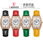 CHENXI Ladies Watch Women's Watch Fashion Bucket Diamond Leather Waterproof Watch CX319
