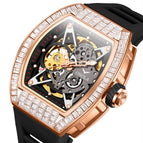 ONOLA N3838F 2023 New Square Diamond  Men Watch Hollow Automatic Mechanical Watch Men's Silicone Band Waterproof fashion casual watch