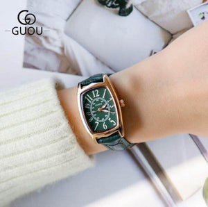GUOU 8212 fanshion top brand Retro Rectangle Women's Watches Wrist Watches Bracelet Genuine Clock