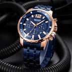 Megir Men's Watch Multi-Function Timing Waterproof Steel Belt Business Quartz Watch Men 2068G