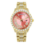 MISSFOX Watch for men fashion full diamond hip hop diamond week calendar men's quartz watch V332A