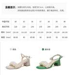 Chunky heel sandals women's 2022 summer new fairy wind bow pleated pearl word buckle high-heeled sandals women ZR1138-1
