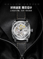 KIMSDUN men's watch double-sided hollow fully automatic mechanical trend antique carved waterproof men's casual watch K-2193A