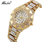 Missfox full diamond alloy waterproof diamond high-end square diamond quartz women's watch v009
