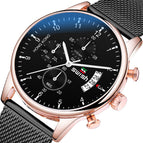Swish new men's watch multi-functional waterproof luminous calendar men's watch three eye six needle mesh belt quartz watch 921
