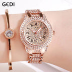 GEDI 2945 Fashion Casual Watch Hot Sale Women Elegant Luxury Diamonds Rhinestones Stainless Steel Waterproof Ladies Analog Quartz Wristwatch