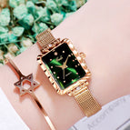 Gedi Fashion Women's Mesh Square Watch Simple Student Versatile Waterproof Quartz Watch 13029