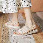 Sandals women's 2022 summer new two-wear soft-soled simple one-word belt all-match flat sandals women's 8500-37