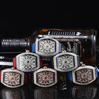Watch for me Full Diamond Quartz Watch Pin Buckle Fashion Men's Watch Barrel-Shaped Couple Watch 8122
