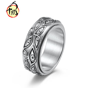 God's eye stainless steel ring men's rotatable antique titanium steel ring hand jewelry