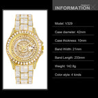 MISSFOX Watch for men fashion trend square full diamond watch high-end waterproof quartz men's watch V329