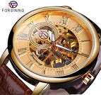 Forsining Men's Fashion Retro Hollow-out Transparent Mechanical manual Watch men's casual watch SLZa26