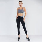 new sports fitness yoga suit women's cross back sports bra high waist contrast hip pants two piece set y26b7506 + y26k7507