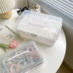Desk Organisers Transparent Desktop Storage Box Large Capacity Stationery Box Tape Stickers Organizers Desk Organizer Medical Kit