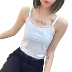 New ice silk knitted vest women can wear out to show thin lace women's vest with adjustable shoulder straps