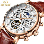 KINYUED business leather men's mechanical watch hollow waterproof mechanical watch JYD-J026