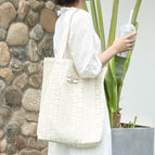 New Korean literary canvas women's bag leisure letter printing handbag ashion lace hollowed out shoulder bag sr420