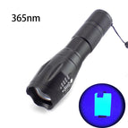 365nm 395nm high power UV Led Flashilight zoom Fluorescent Blacklight Ultraviolet 18650 flash Lamp light Torches for detection