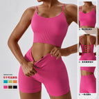 Seamless Yoga Suit Summer Running Tight Sports Suit Women's Quick-Drying Beauty Back Fitness Suit 6866