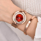 GUOU 8039 Women's Watches Ladies Fashion Luxury Rose Gold Stainless Steel Watches Ball crystal Women Rhinestone Clocks