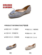 Flat sole single shoes women's 2022 new spring and autumn silk shallow mouth women pedal shoes 555-15