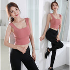 Women sports suit fashion quick drying Sports Vest Yoga pants outdoor running clothing 8085 6034