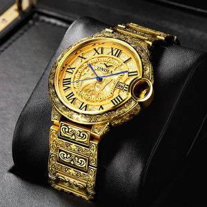 ONOLA ON3813 classic fashion retro men's large plate gold watch steel strap watch men's