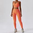 Seamless Yoga Suit Summer Running Tight Sports Suit Women's Quick-Drying Beauty Back Fitness Suit 6866