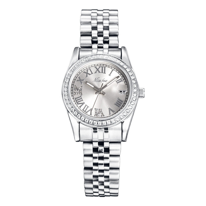 MISSFOX watch Swiss fashion simple temperament diamond luminous stainless steel ladies watch 2890