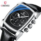 CHENXI's new multi-function sports watch men's leather rectangular waterproof luminous quartz men's casual watch CX-909