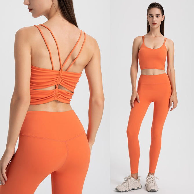 New women yoga suits sports vest yoga clothes bra high waist hip lifting running fitness pants suit WXM263+CKM219