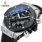 CHENXI New Rivets Cool Multifunctional Men's Watch Moon Phase Chronograph Calendar Silicone Strap Quartz Watch Men cx-939
